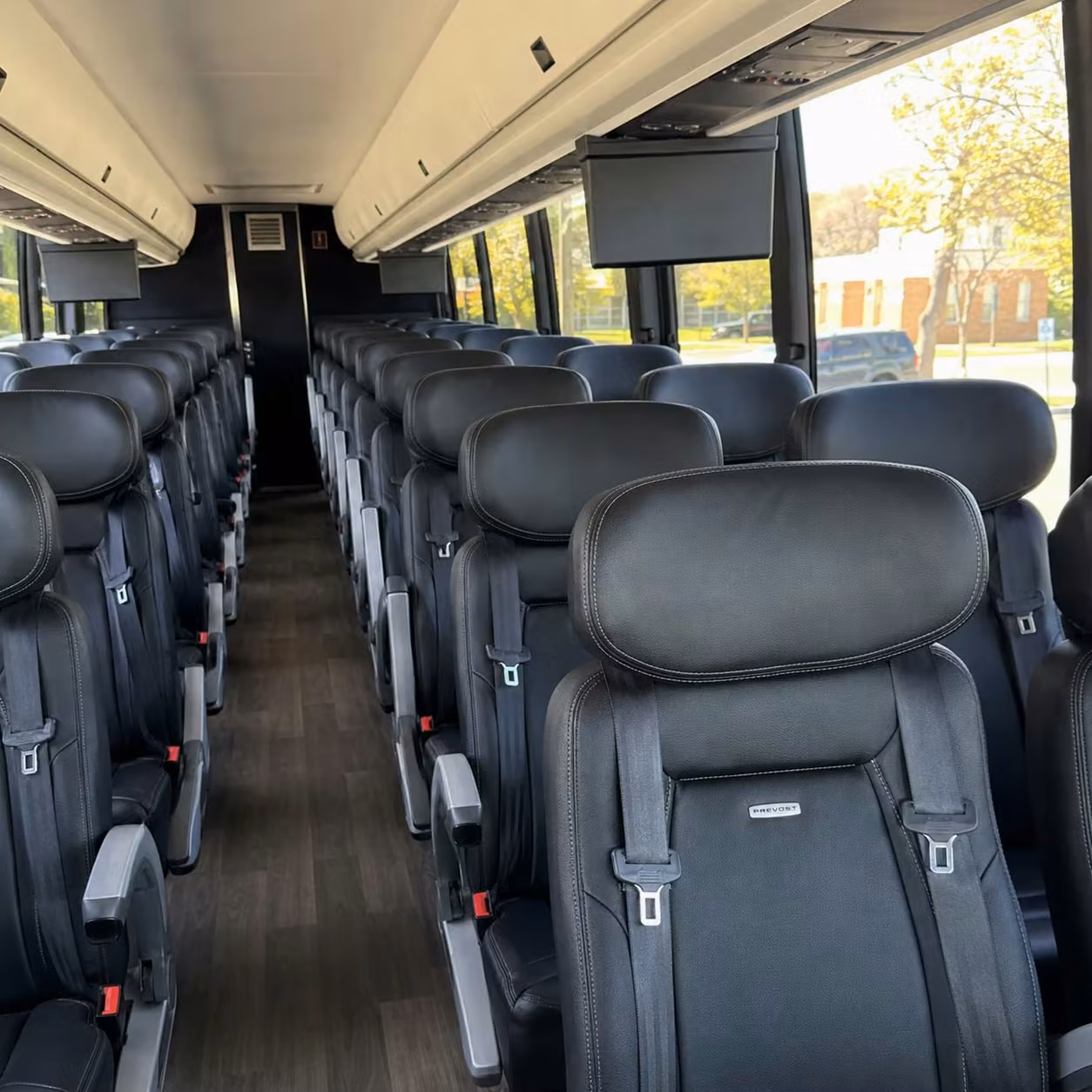 56 passenger charter bus inside